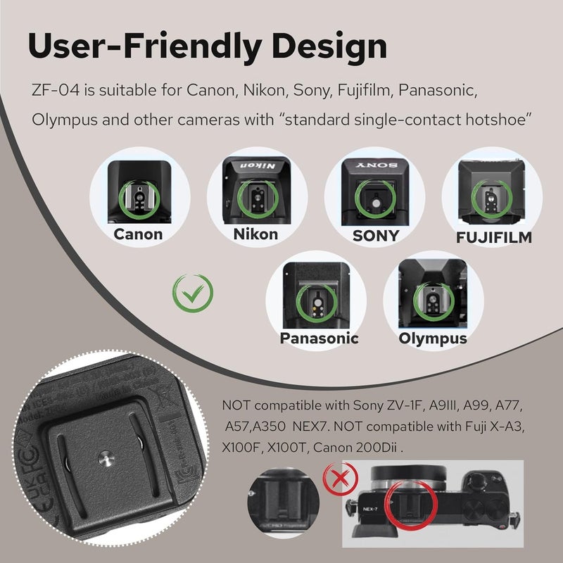 ZENIKO ZF04 Lightweight On-Camera Flash,Mini Flash Speedlite, CCT 6500K±200K,372 Full-Power Flash Light with Universal Hot Shoe Mount Fit for Canon, Nikon, Sony, Fuji,Leica Cameras (Silver) - Image 2